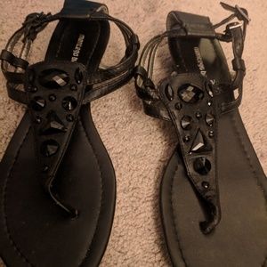 Black jeweled sandals